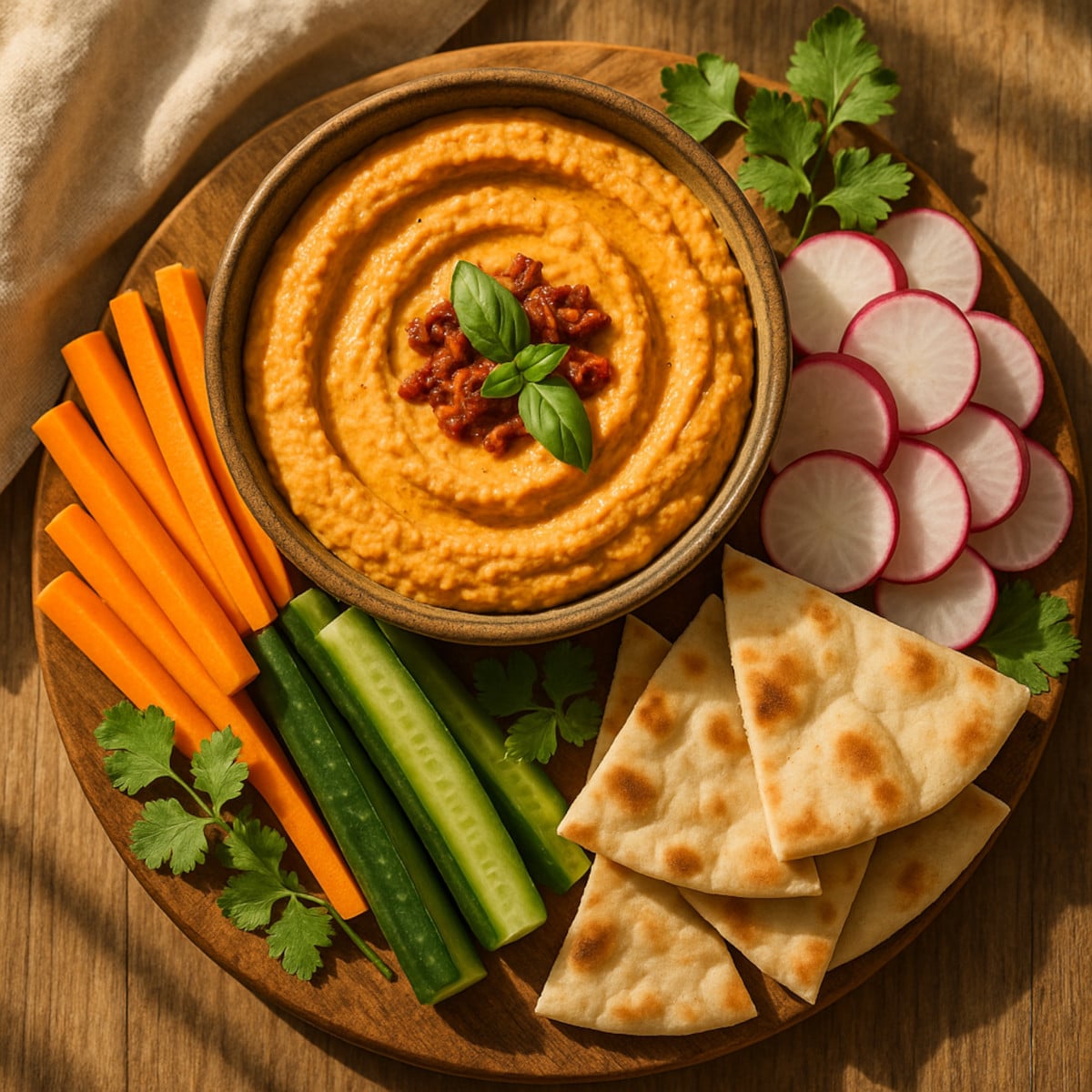 Houmous aux tomates séchées végétalien prêt en 10 min