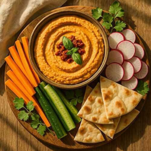Houmous aux tomates séchées végétalien prêt en 10 min