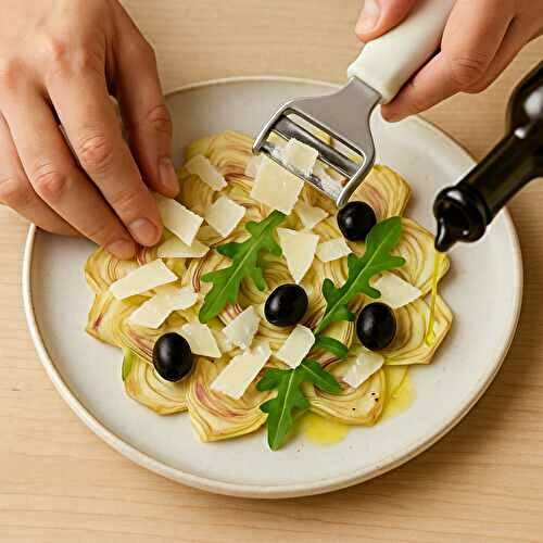 Carpaccio artichauts au parmesan : prêt en 30 min seulement