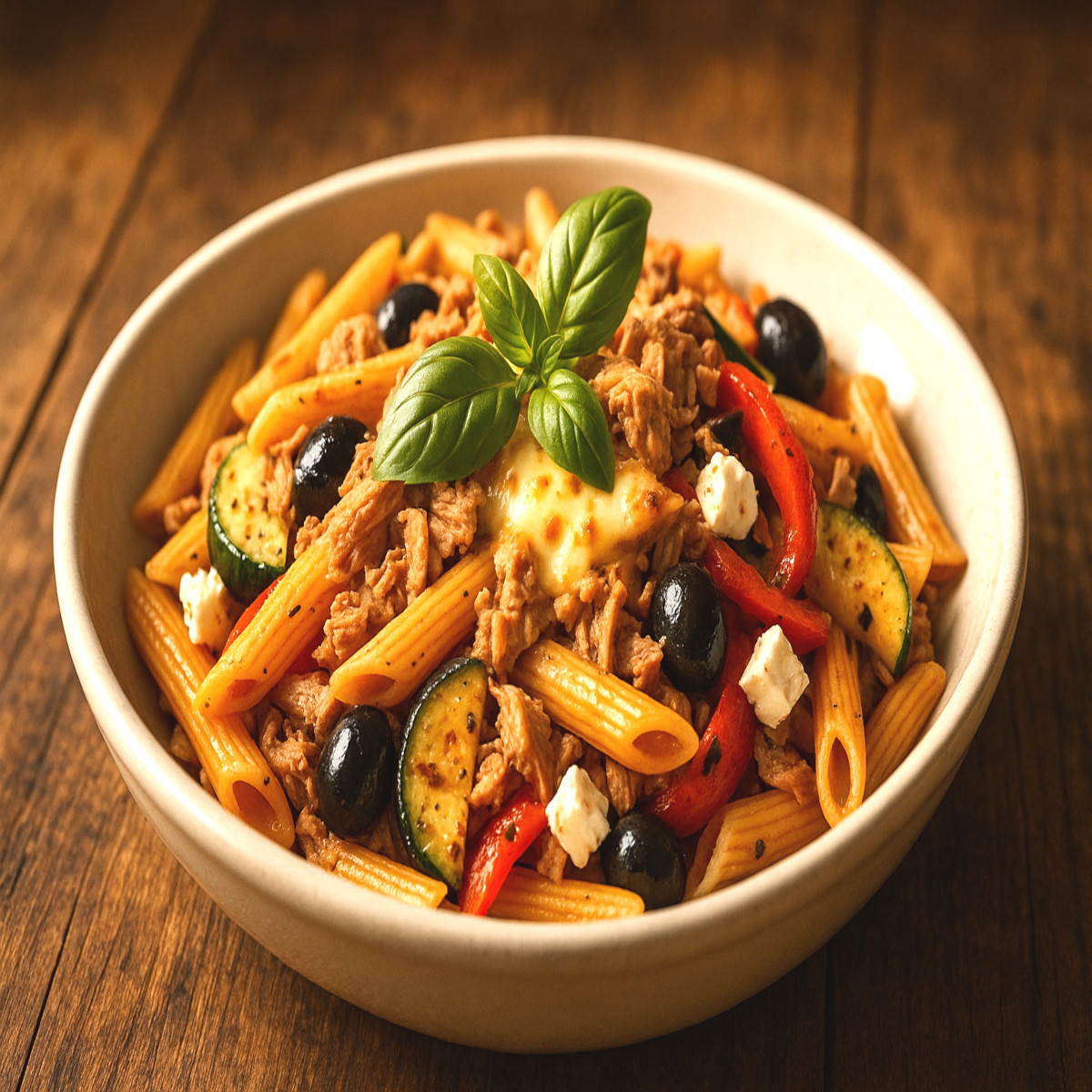 Penne méditerranéennes au thon – recette complète en 60 minutes