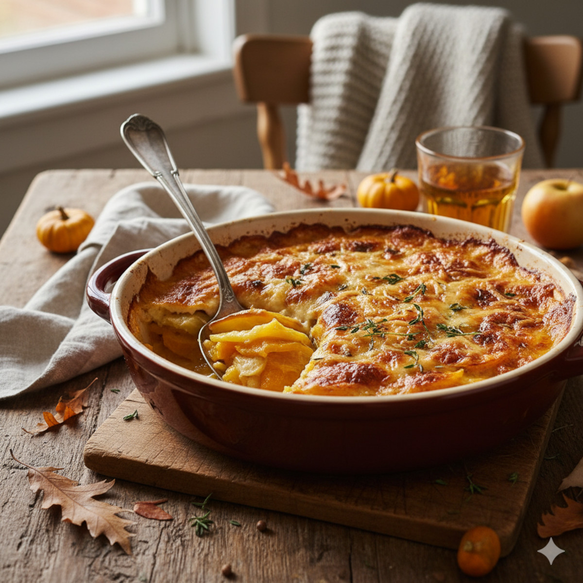 Gratin de butternut façon dauphinois - cuisson 50 min au four