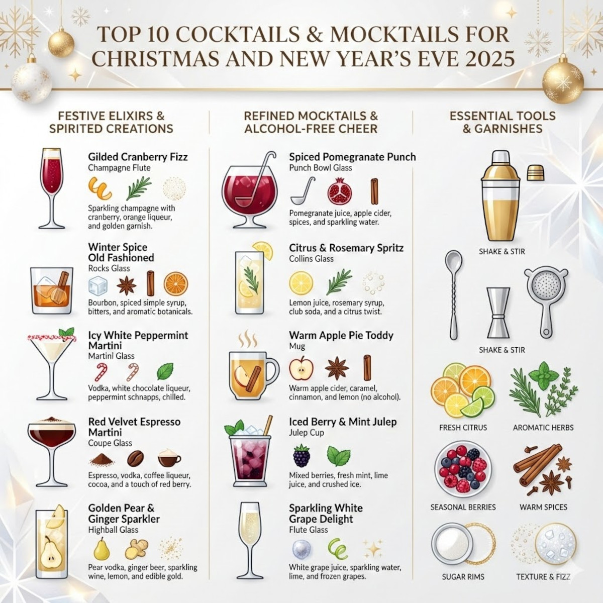 30 cocktails & mocktails du Réveillon 2025, le guide ultime