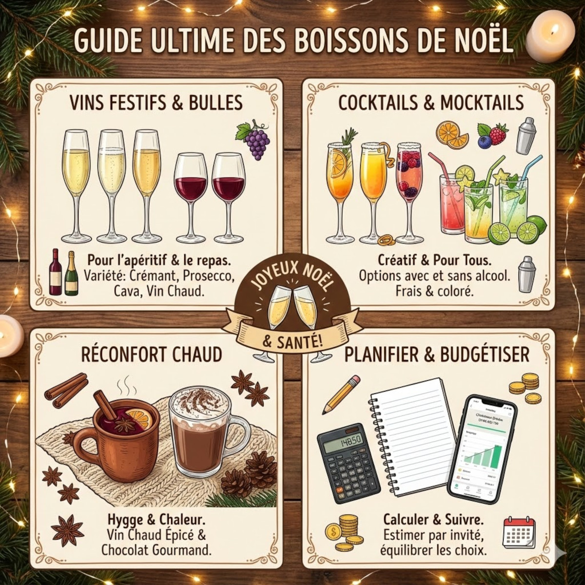 Boissons de Noël pas chères : cocktails, bulles et réconfort