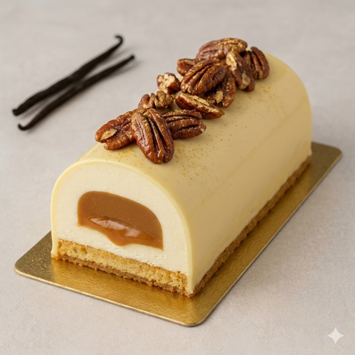 Bûche vanille caramel pécan : recette de Noël gourmande et facile