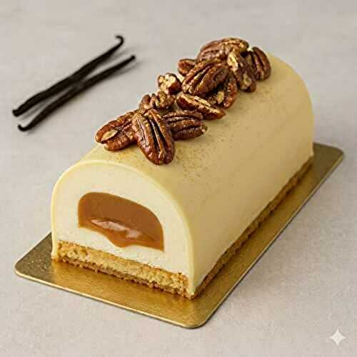 Bûche vanille caramel pécan : recette de Noël gourmande et facile