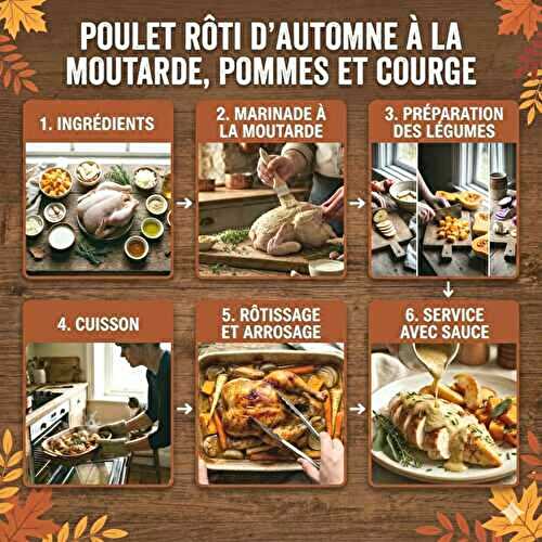 Poulet au four d’automne : crème, pommes, courge et moutarde