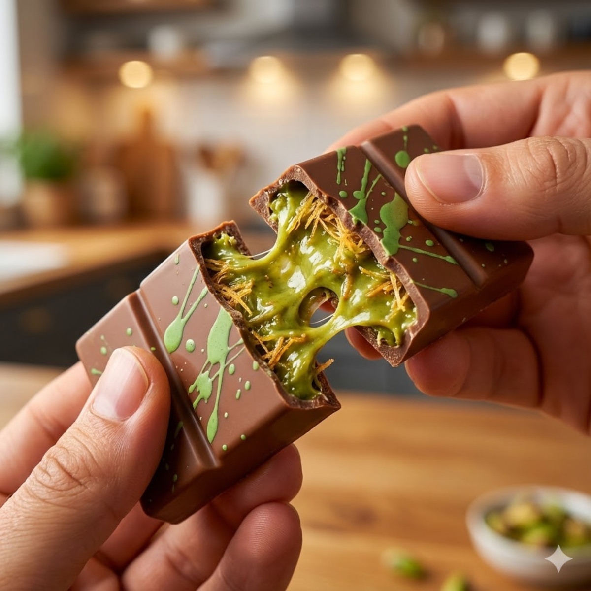 Recette chocolat Dubaï maison : pistache & knafeh croustillant