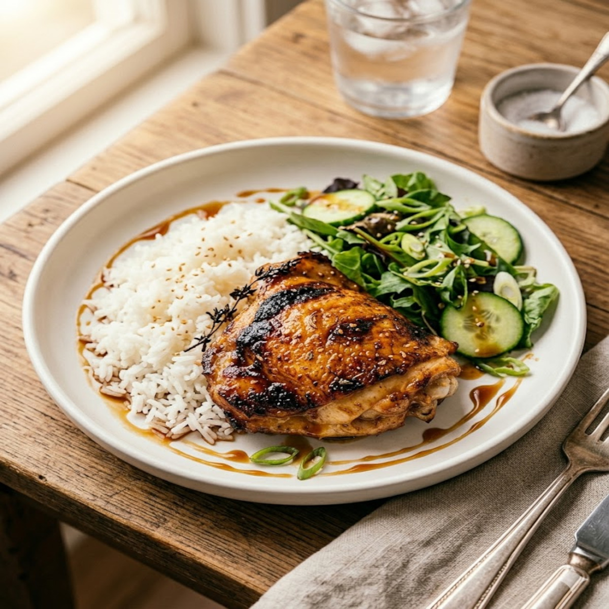 Cuisses de poulet à l'air fryer soja-miel, laquées et croustillantes