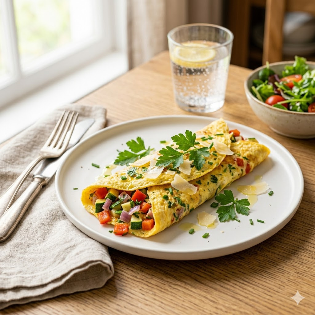 Omelette garnie façon repas complet - inratable prête en 20 min