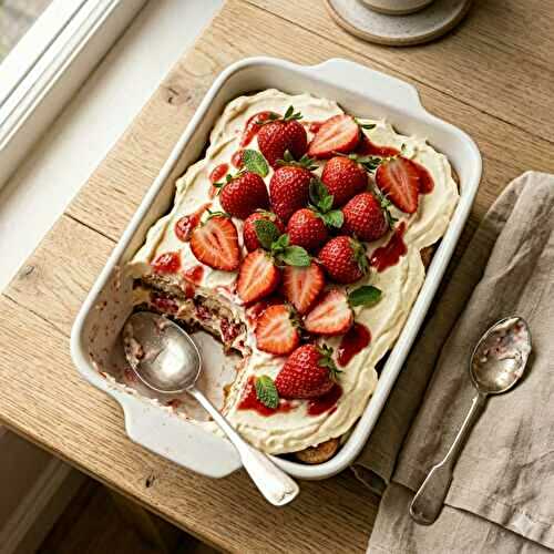 Tiramisu aux fraises léger : sans cuisson, rapide
