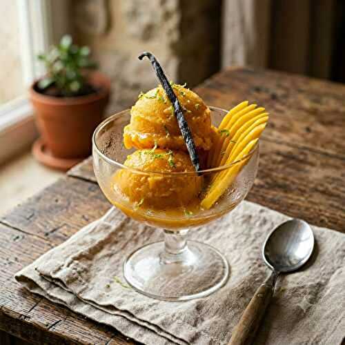 Sorbet mangue vanille sans sorbetière : recette crémeuse