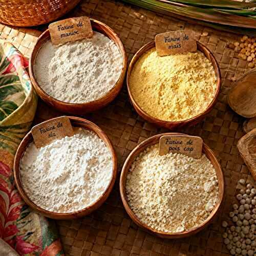 Farines créoles réunionnaises : manioc, maïs et pois du Cap