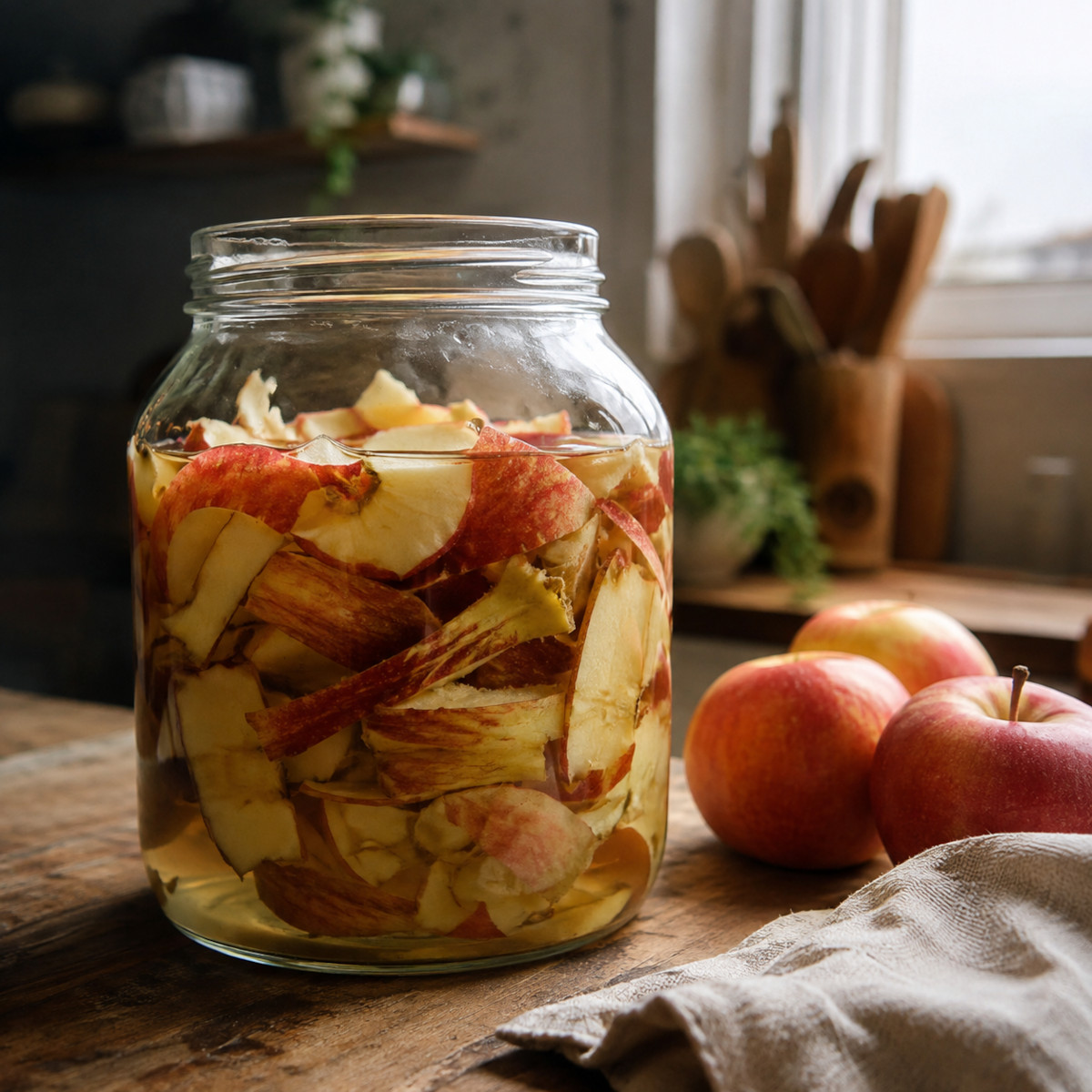 Vinaigre de cidre maison aux épluchures de pommes (zéro déchet)