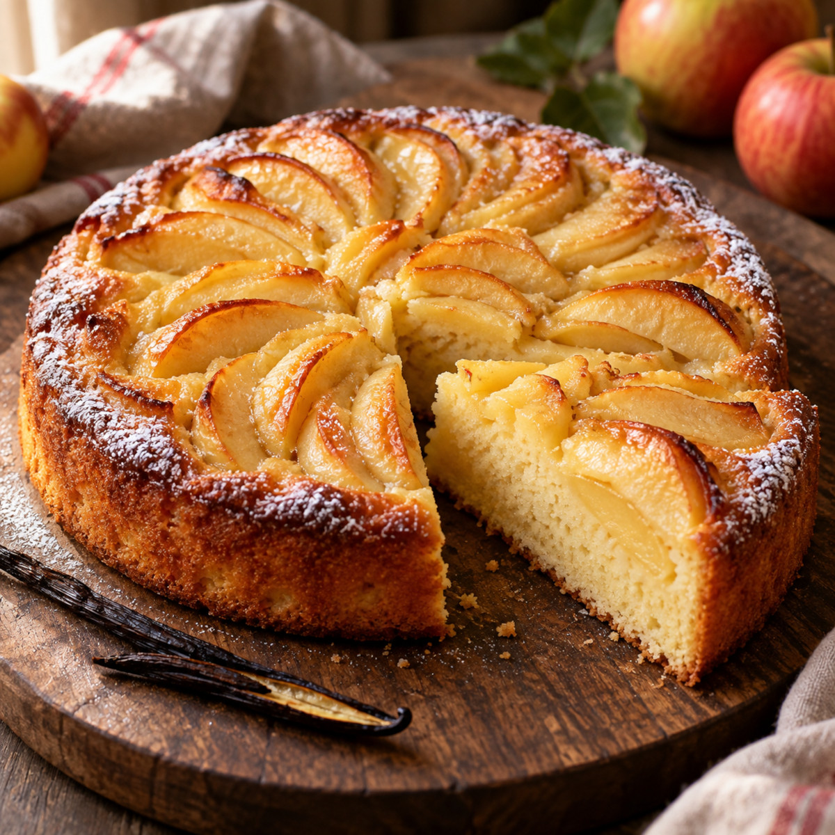 Gâteau aux pommes moelleux à la vanille Bourbon