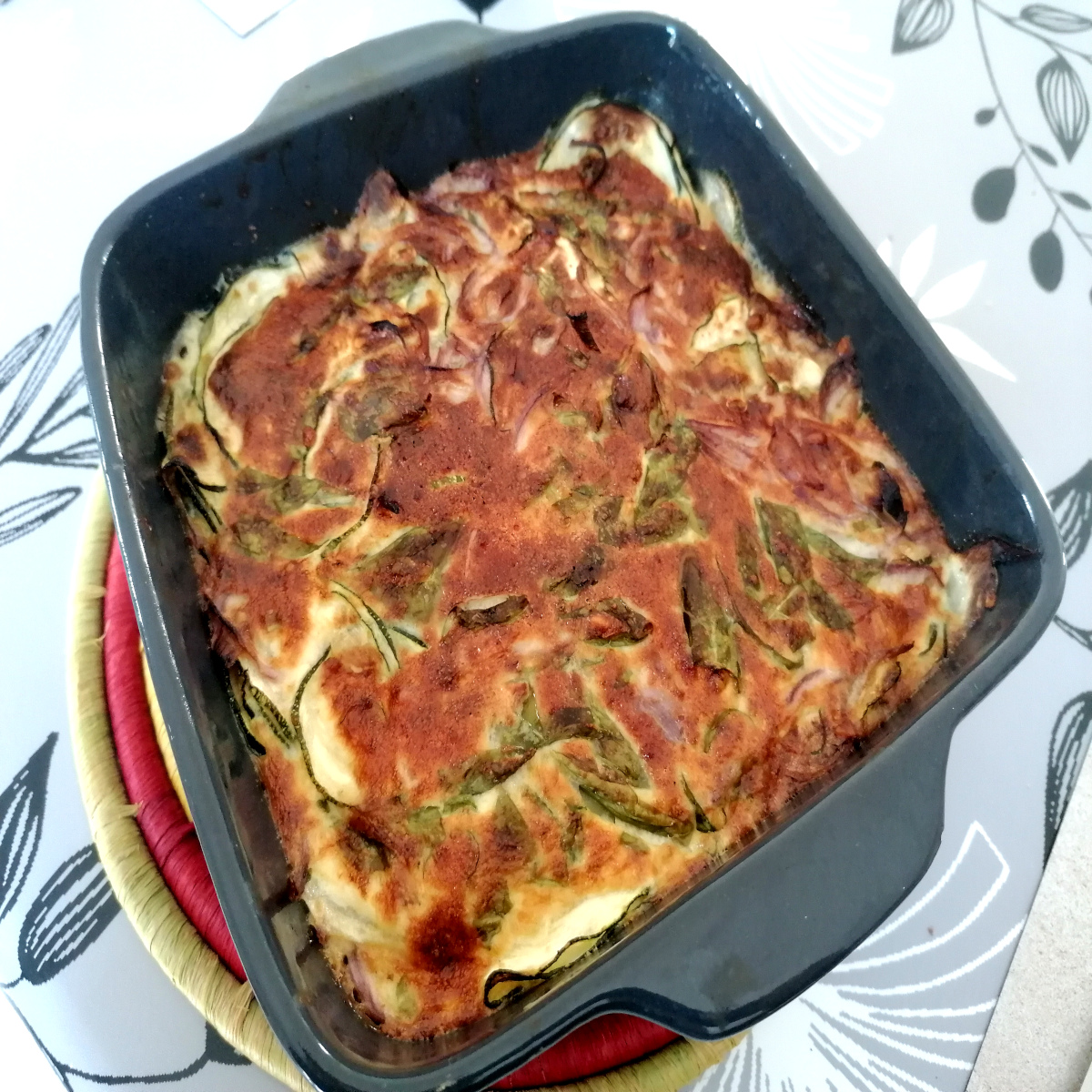 Gratin de courgette au air fryer curry-basilic