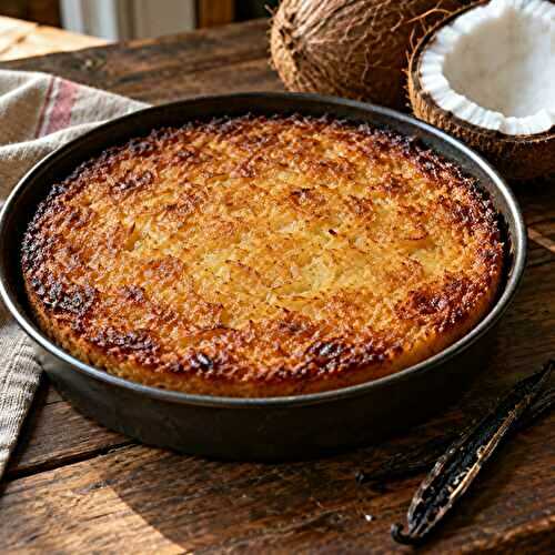 Gâteau manioc 974 au four : fondant, vanillé, caramélisé