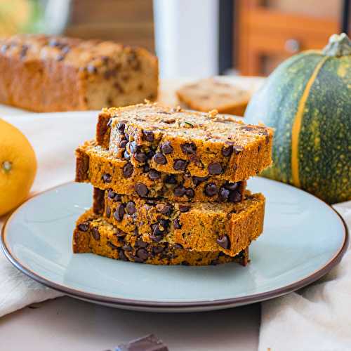 Cake épicé à la courgette et aux pépites de chocolat - Sans sucre et sans lactose