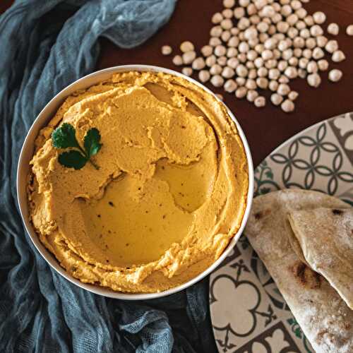 Tartinade de houmous et lentilles corail au curry