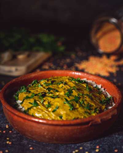 Dal makhani de pois cassés, carottes et patate douce au lait de coco