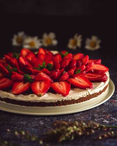 Tarte aux fraises sans cuisson au spéculoos