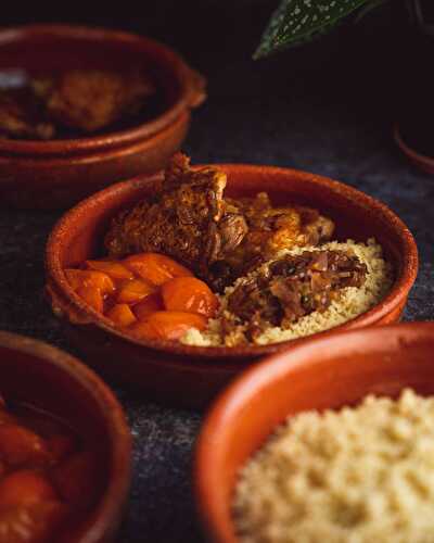 Cuisse de poulet abricots frais et semoule façon tajine moderne