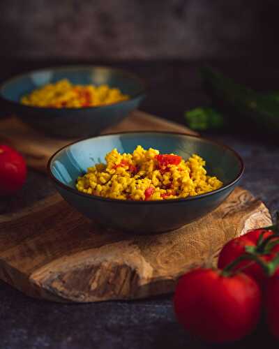 Risotto courgette, poivron rouge et curcuma