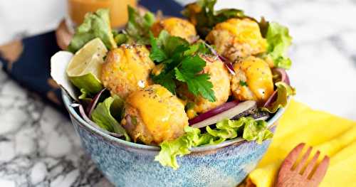 Boulettes de blé et lentilles corail