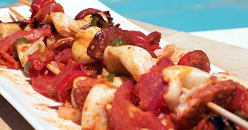 Brochettes de calamars et chorizo