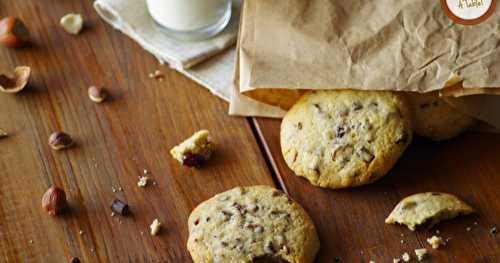 Cookies noisettes, pépites chocolat, cranberries