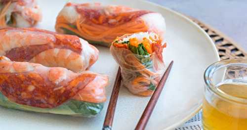 Rouleaux de printemps aux crevettes et chorizo