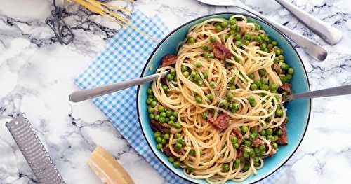 Spaghetti petit pois et chorizo