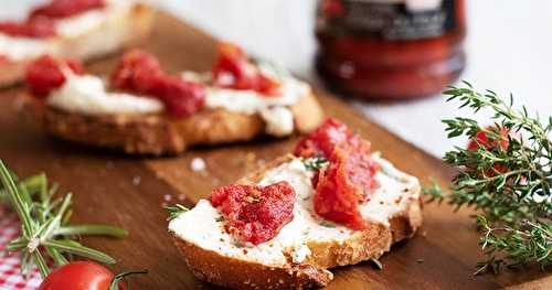 Tartinade de chèvre citron et tomates rôties