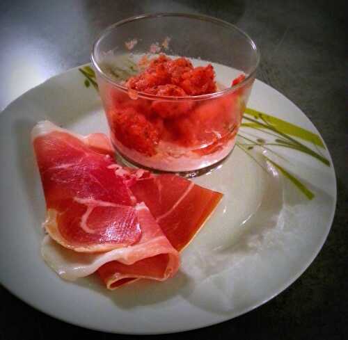 Granité de tomate et sa mousse de jambon