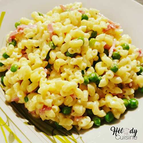 Risotto de coquillettes aux petits pois et jambon blanc