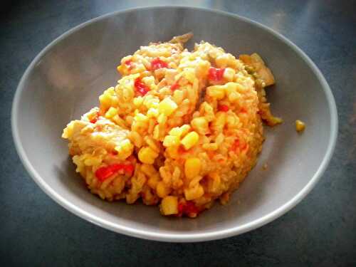 Riz aux poivrons, poulet et maïs - version Cookeo