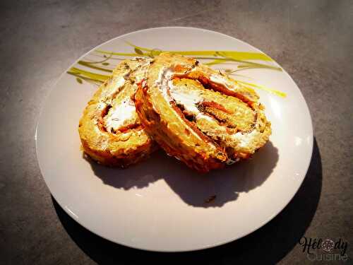 Roulé de pommes de terre au fromage frais et saumon fumé