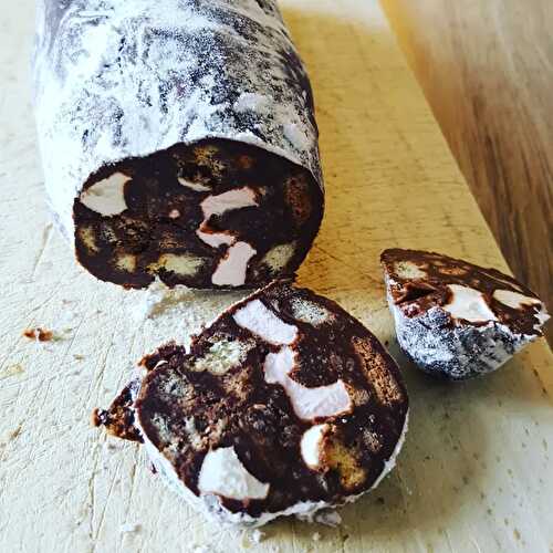 Recette Saucisson de Noël au Chocolat, Chamallow et Petits-Beurre