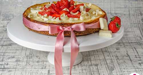 Cheesecake cuit au chocolat blanc et fraises