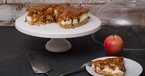 Entremets vanille, pommes caramélisées sur une base de sablés au beurre