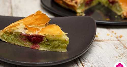 Galette à la frangipane, à la pistache et aux framboises