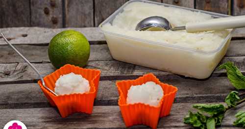 Sorbet Mojito - au citron, citron vert, menthe et Rhum - avec ou sans sorbetière 