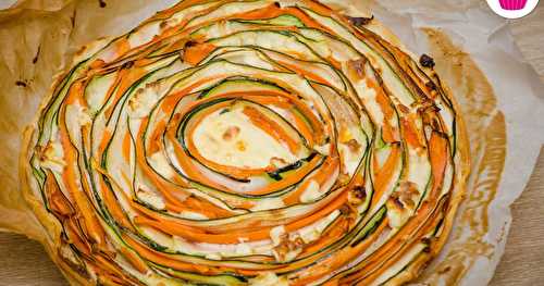 Tarte tourbillon de légumes - spirales de carottes, courgettes et feta