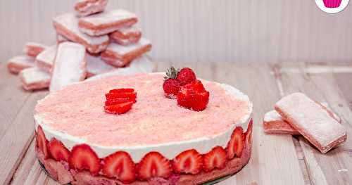 Tiramisu aux fraises et biscuits roses de Reims - version grand format