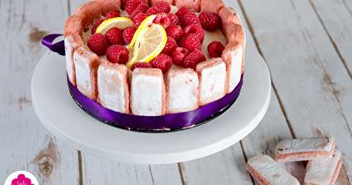 Bavarois framboises, citron et biscuits roses de Reims