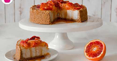 Cheesecake à la vanille avec des oranges sanguines et du caramel sur une base biscuitée aux noisettes - Bataille Food #33