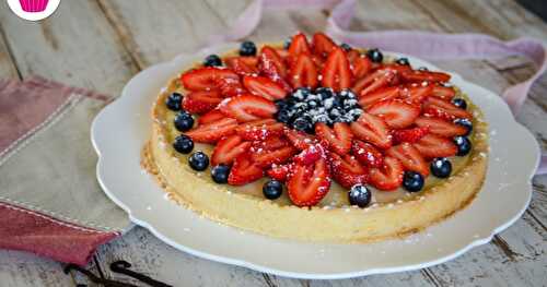 Tarte aux fraises, blueberries et crème pâtissière à la vanille