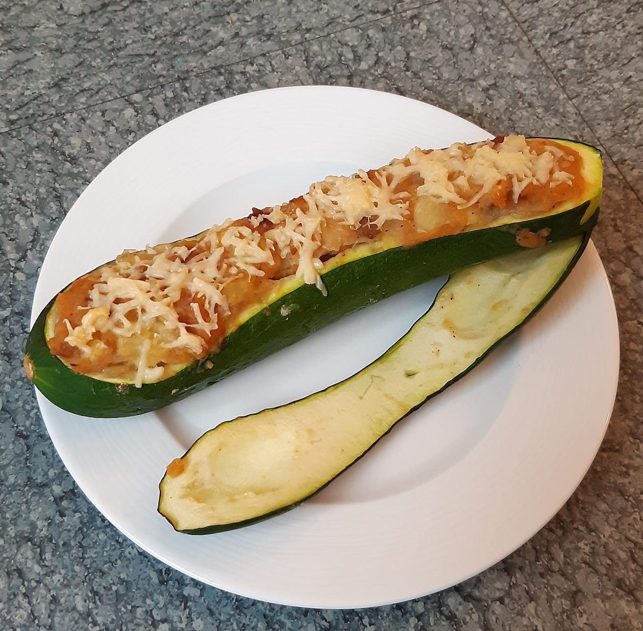 Courgette farcie au poisson pané