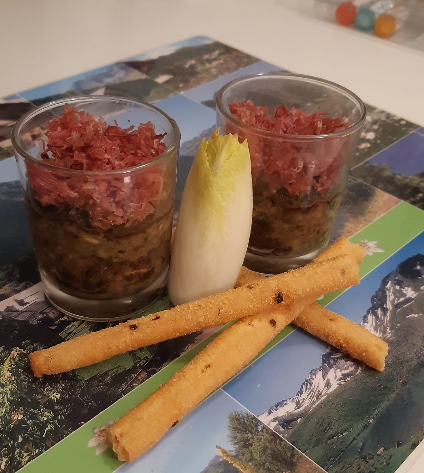 Tartinade de champignon et jambon en verrine