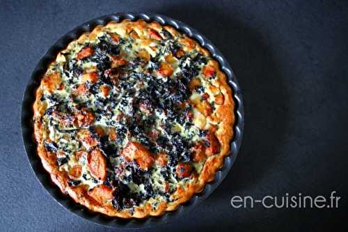 Tarte salée courge butternut, chou kale et comté