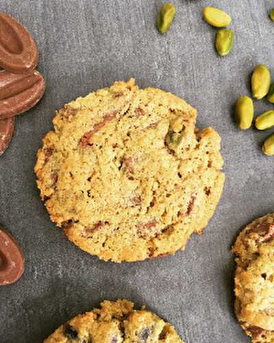 Cookies à la pistache et Chocolat au lait de Christelle Brua et Frédéric Anton